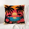 Tropical Palm Flamingo Cushion Cover Natural Linen Organic Fabric Double-Sided Printing Sofa Home Decor Gift Pillow Cover