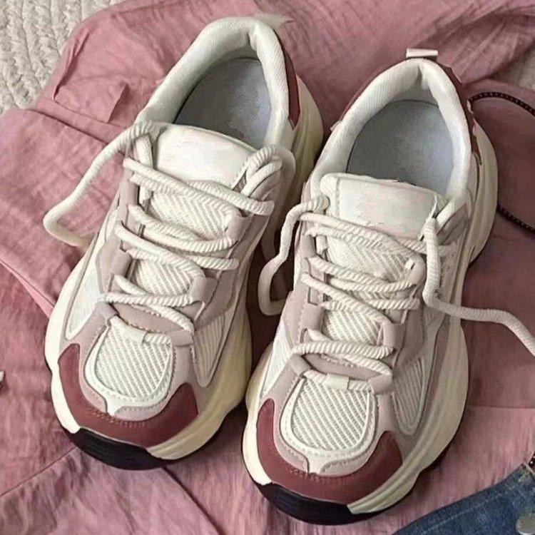 Internet celebrity 2025 spring and autumn new milk cover dad shoes women thin thin professional running shoes sports shoes tide