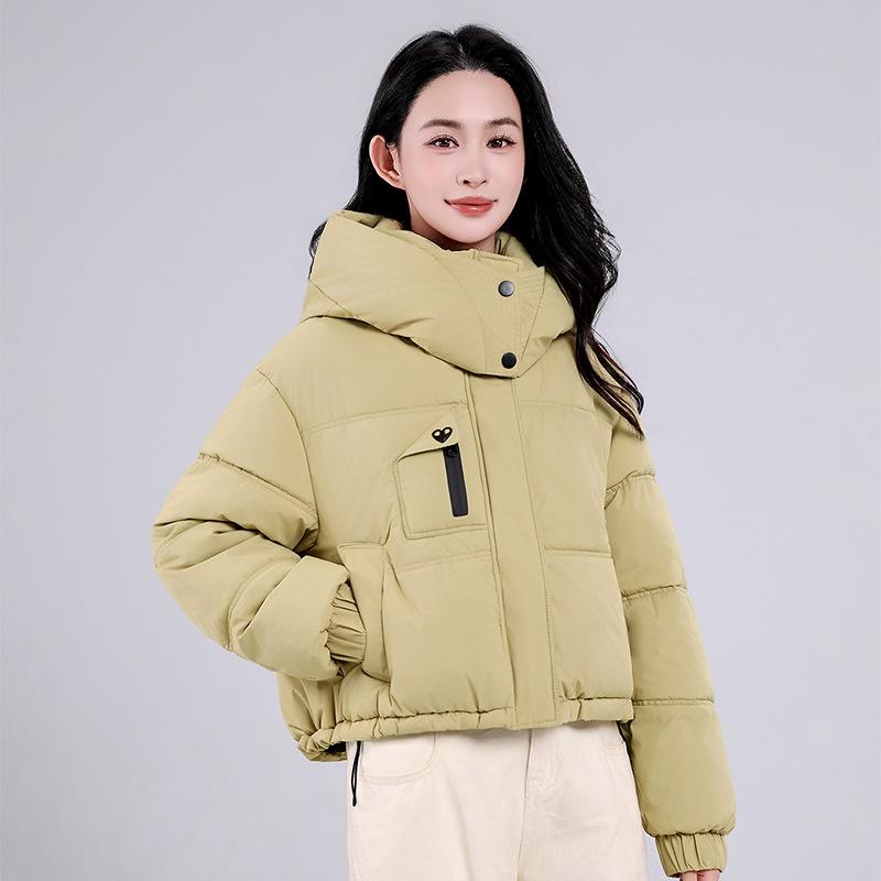 Sports style fashion casual hooded down cotton short cotton clothes women's winter warm zipper loose jacket bread clothes