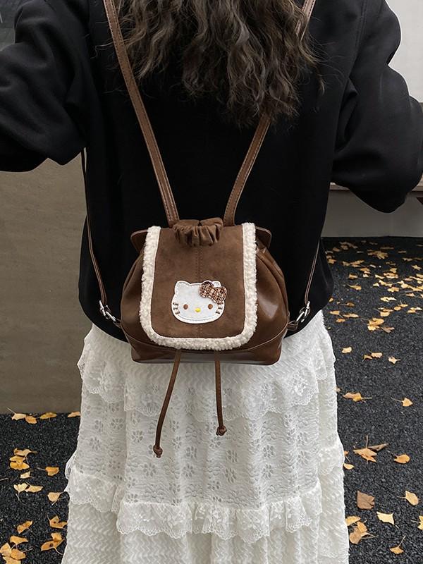 Retro Kitten Plush Mini Backpack for Kids - Cute & Versatile Small Bag