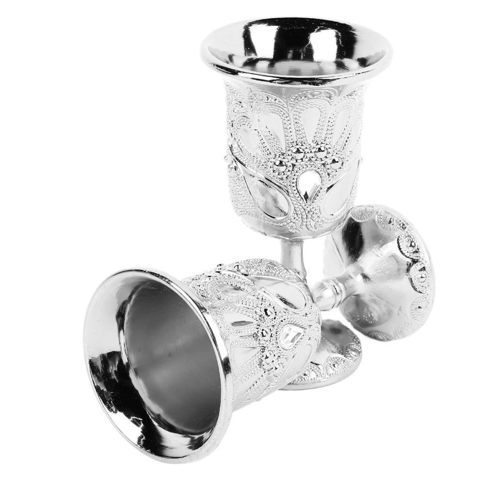 2pcs Exquisite Metal Wine Glass Silver Chalice Goblet Goblets & Chalices Cocktail Glass Banquet