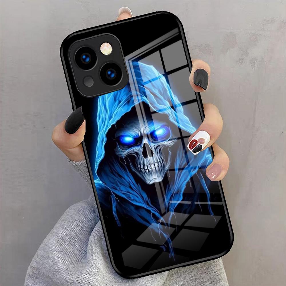 S-Skull S-Skeleton Grim Reaper Phone Case For IPhone 17 Pro Max 16 15 14 Pro Max 13 11 X Xs Xr 8 7Plus Glass Cover