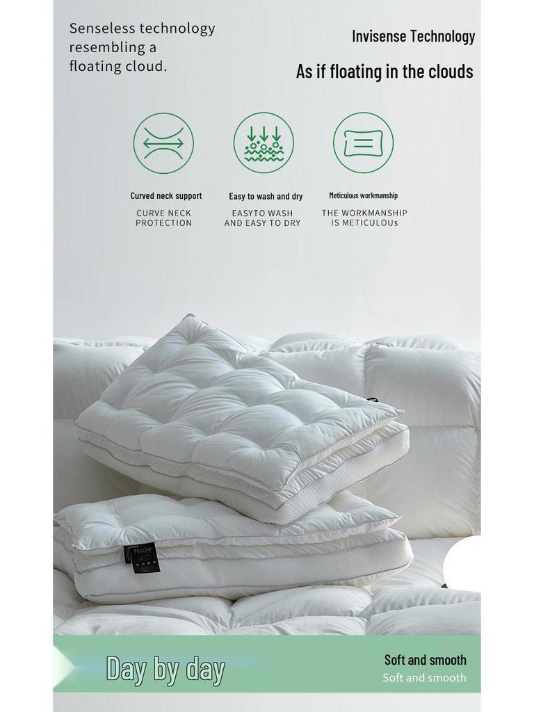 Luxus Satin Baumwolle & Seide Kissen: Ultra-weiche, bestickte 2-in-1 Nackenstütze Schlafhilfe