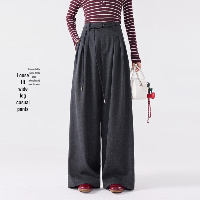 FivePlus Women's Loose Draped Wide-Leg Cropped Pants