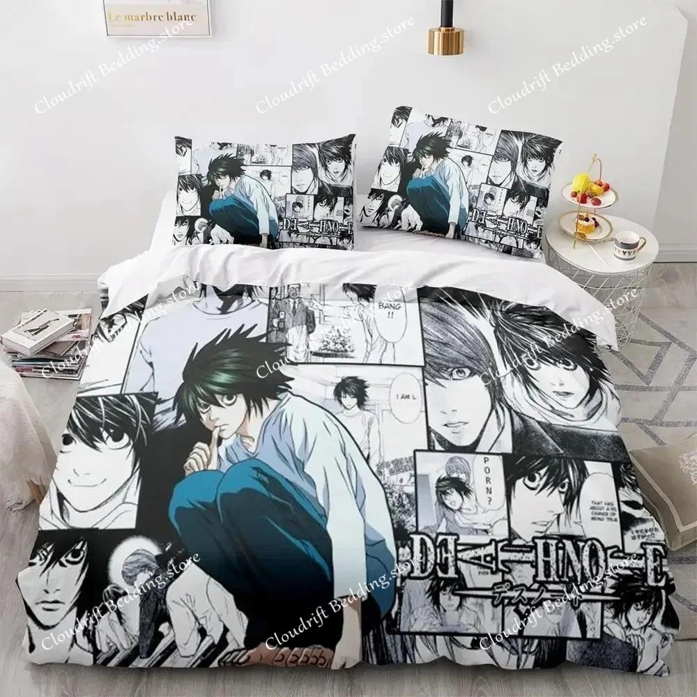 Death Note Bedding Set, Death Note Duvet Cover Set, Microfiber Quilt Cover with Pillowcases for Kids Teens Adults