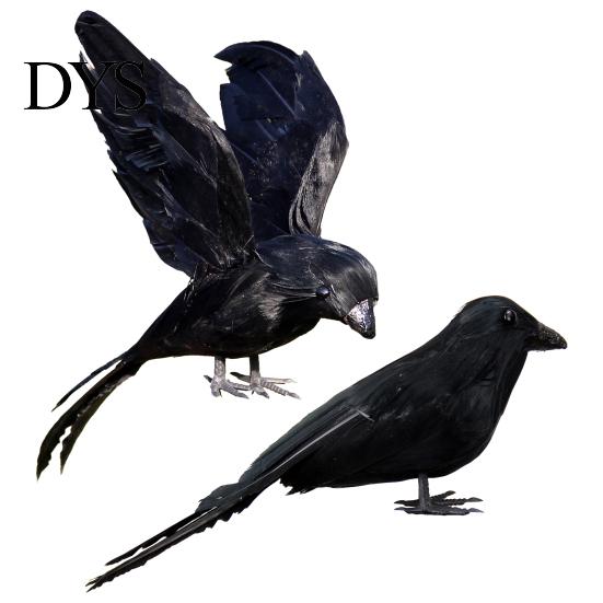 False Crow Artificial Feathered Realistic Handmade Standing/Flying Foam Home Garden Decoration Simulation Bird Mini Halloween Ornament Tree