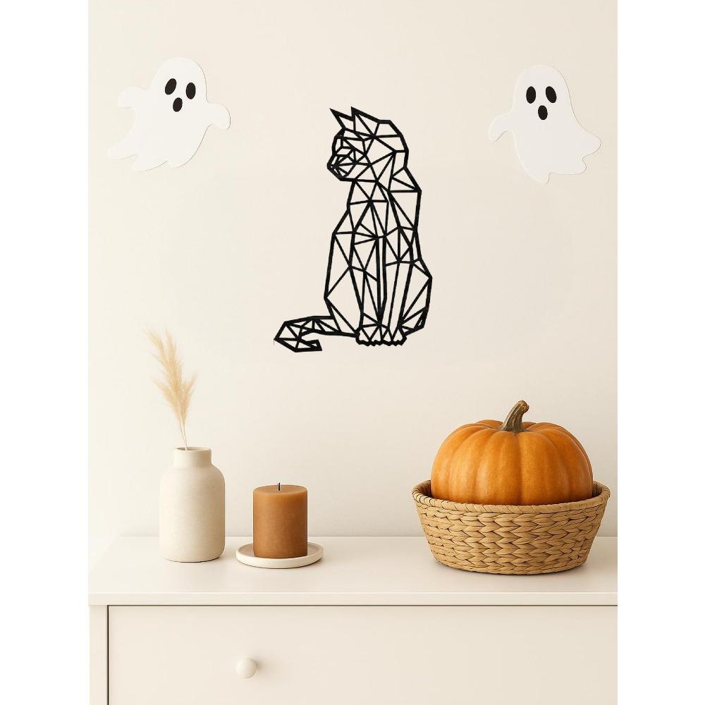 Handmade Cat Wall Decor Set, Boho Metal Art Gift, Rustproof Home Ornament