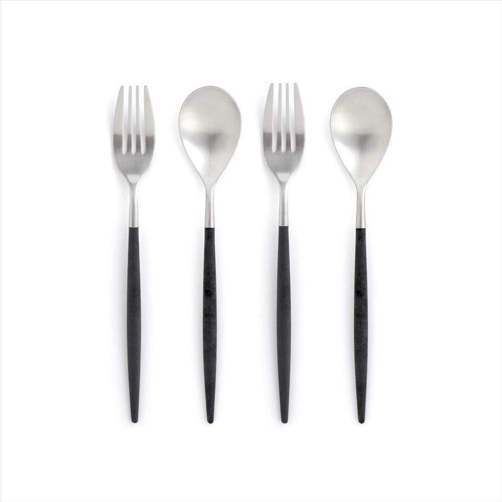 Cutipol MIO Silver Dessert set Black/Matte (2 forks/2 spoons) 4-piece