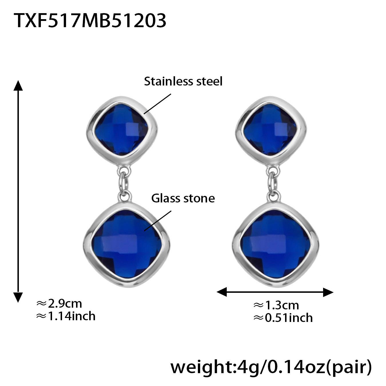 Серьги-гвоздики из геометрического стекла и браслет с бусинами из нержавеющей стали - Набор ювелирных изделий Пэчворк, Разноцветный