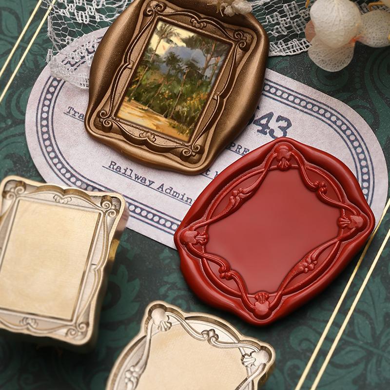 Matte Photo Frame Stamp Sealing Wax Stamp Head Fire Paint Lacquer Copper Seal Wax Stamp Heads Envelope Wedding Party Invitation