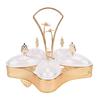 Divided Platter Gold Exquisite Serving Tray with 5 Oval Compartments Handle Lids for Fruits Nuts  