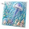 Nautical Style Home Ornament Ocean Faux Pearl Painting Kit, Marine Life 3D Art DIY Decorative Bead Picture Set Sea Turtle Fish Craft for Adults,