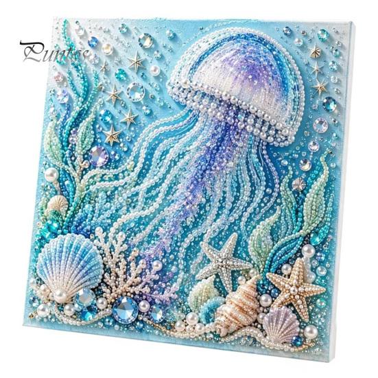 Nautical Style Home Ornament Ocean Faux Pearl Painting Kit, Marine Life 3D Art DIY Decorative Bead Picture Set Sea Turtle Fish Craft for Adults,