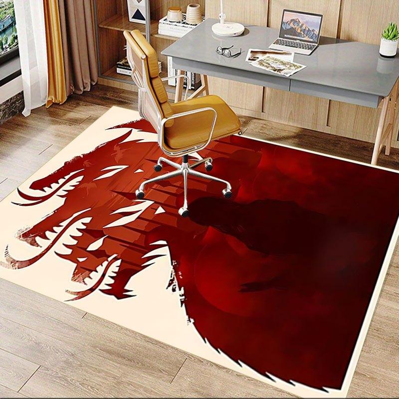 1pc Fire and Blood Office Carpet Chair Mats, Home Decor Mat | Fantasy Theme Mat | Durable Mat, Dragon DecorB02