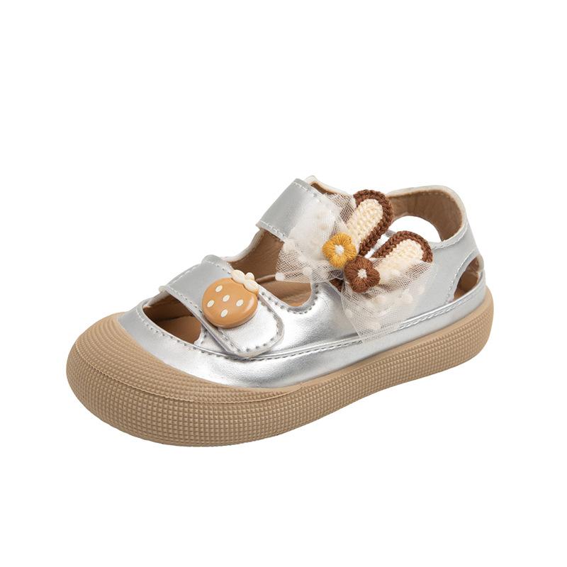 Summer Baby Cute Princess Pendant Sandals Soft Sole Girl Toddler Closed Toe Shoes size 22 серебряный