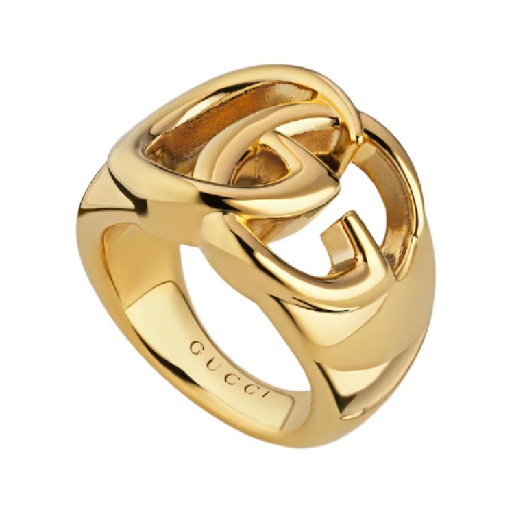 Gucci GG Marmont Double G Logo Classic Quilted Fashion Jewelry Shiny Brass Ring Women jewelry Gold 864913-I4600-0912