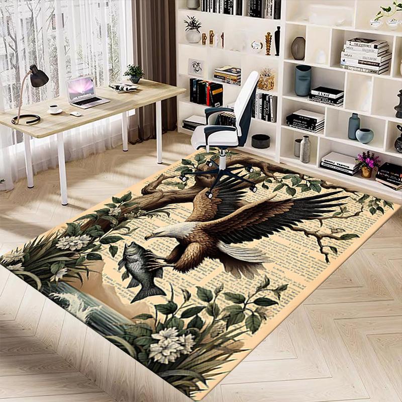 1PC Eagle Fish Non-Slip Floor Carpet Compatible for Office&Living Room&Dining room - Flat-Weave Machine- Soft & Pattern-E241