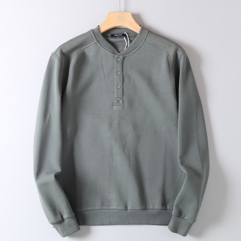 American Retro Casual Wind Henry Collar Spring & Fall Pullover Sweatshirt Men Export High Street Fashionable Thickened All-Matching Tops