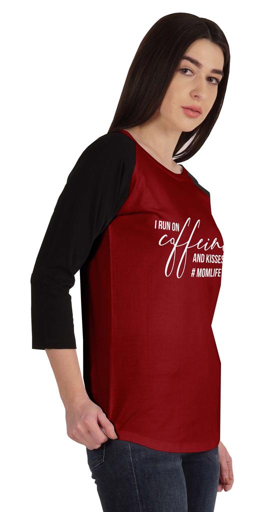 Inkmeso I Run On Caffeine And Kisses #Momlife T-shirt Graphic Top For Women