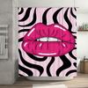 Bold Statement Black White Striped Bath Curtain with Pink Lip Design for Bathroom Decor Durable Waterproof Shower Curtain Set