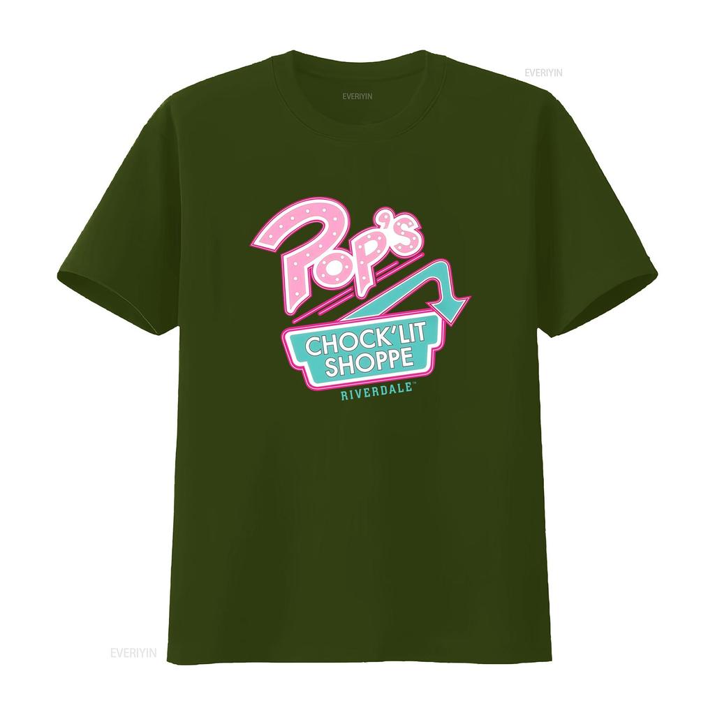 Riverdale Mens Pops ChockLit Shoppe Logo T Shirt Vintage Washed Stretched Versatile Top For Everyday Wear Homme