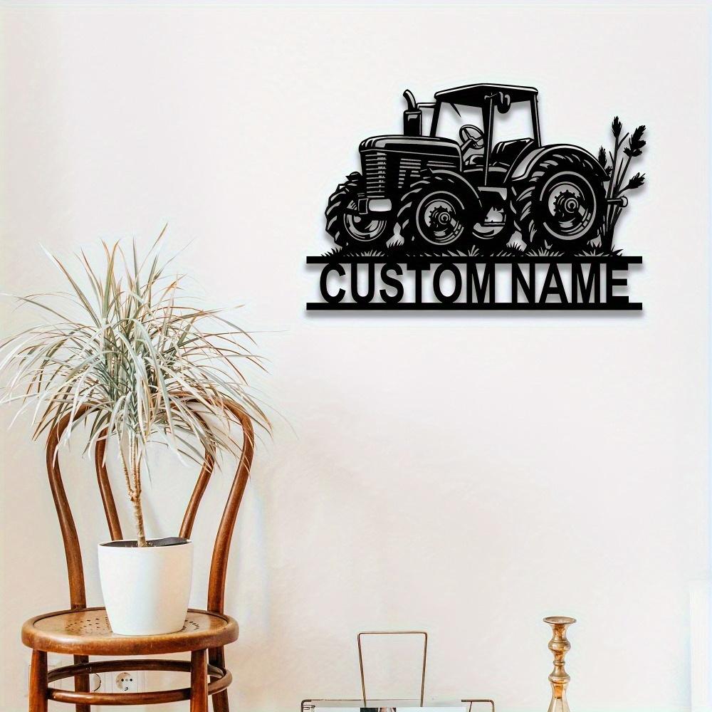 Vintage Tractor Metal Wall Sign Family Name Custom Decor Matte Finish
