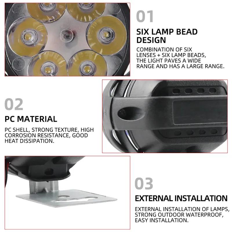 2pcs Motorcycle Led Headlight 12V High Bright Led Lights Lamp for Motorbike Moto External Front Led Focus Auxiliary Spotlights