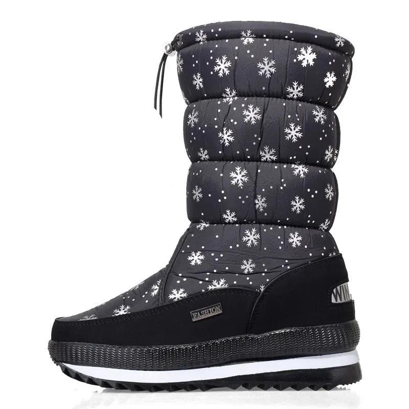 Big Size 46 47 Men Snow Boots Winter Female Boots Thick Plush Waterproof Non-slip Thigh High Boots Warm Fur Lovers Winter Shoes