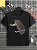 Fun Mechanical Cat Tshirt Automotive Graphic Black Print Short Sleeve Unisex Unisex Casual Streetwear Top
