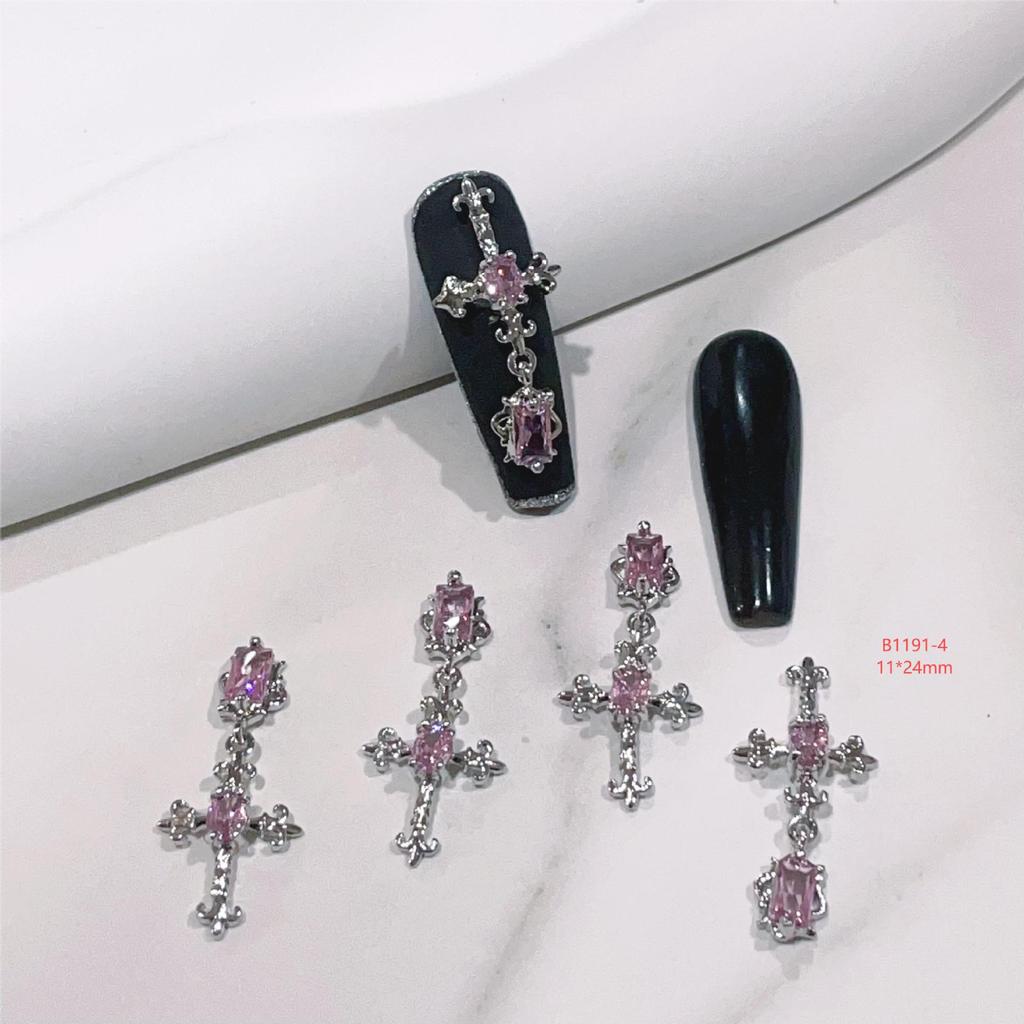 Chrome Hearts Cross Punk Retro Metal 32 DIY Wearable Nail Art Doll Accessories Zircon Manicure Jewelry
