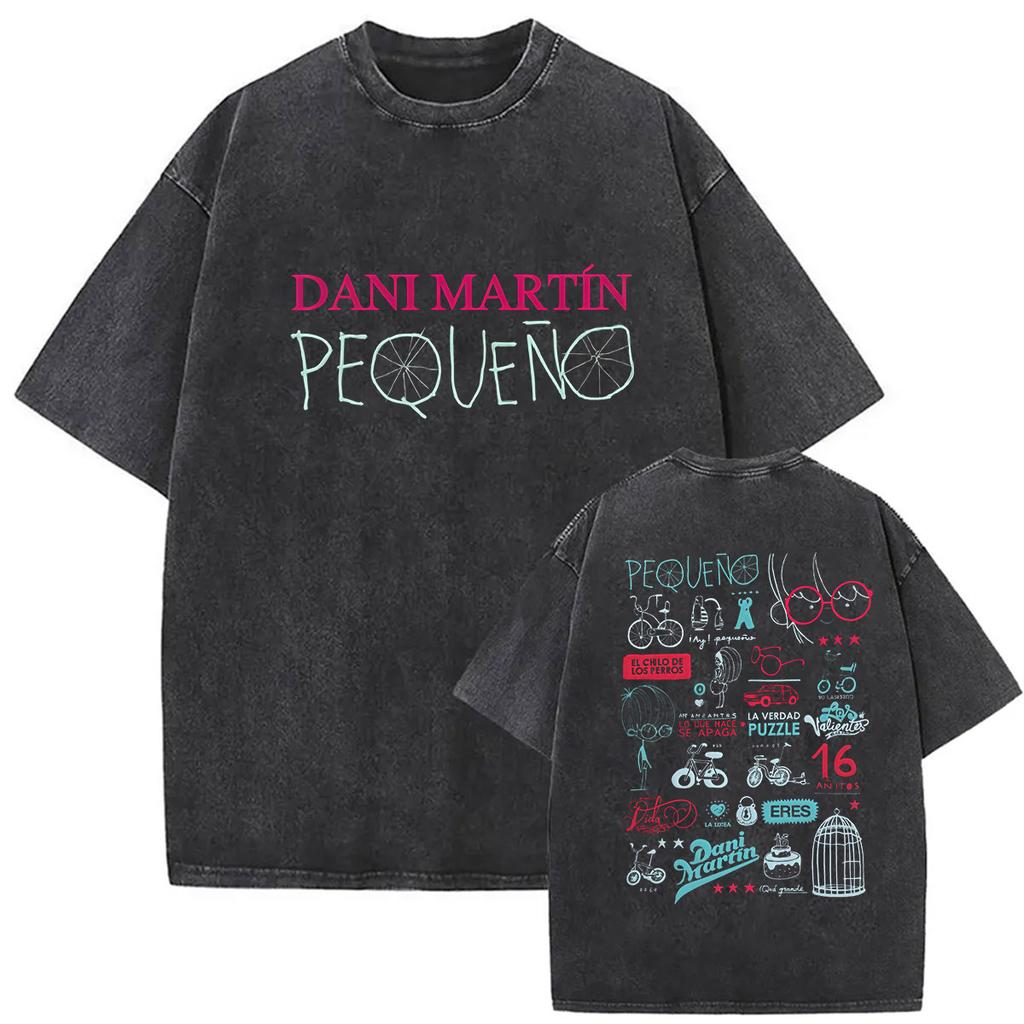 Rapper Dani Martin Lo Que Me De La Gana Tour Vintage Washed T Shirts Men Women Pop Fans Fashion Clothing Oversized Tshirt