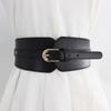 1Pc Wide Belt Women's Pin Buckle Decorative Dress Elastic PU Piece Elastic Waist Seal European and American Retro Fashion Waist Seal Women