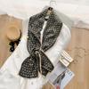 Ins Style Minimalist Double-Sided Striped Simulated Silk Long Scarf Satin Double Layered Scarf French Elegant Retro Headband