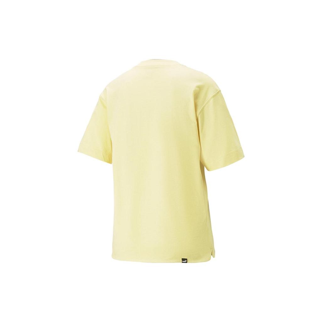 Puma Animal Print Crew Neck Pullover Short Sleeve T-Shirt Women T-Shirt Yellow 673107-42