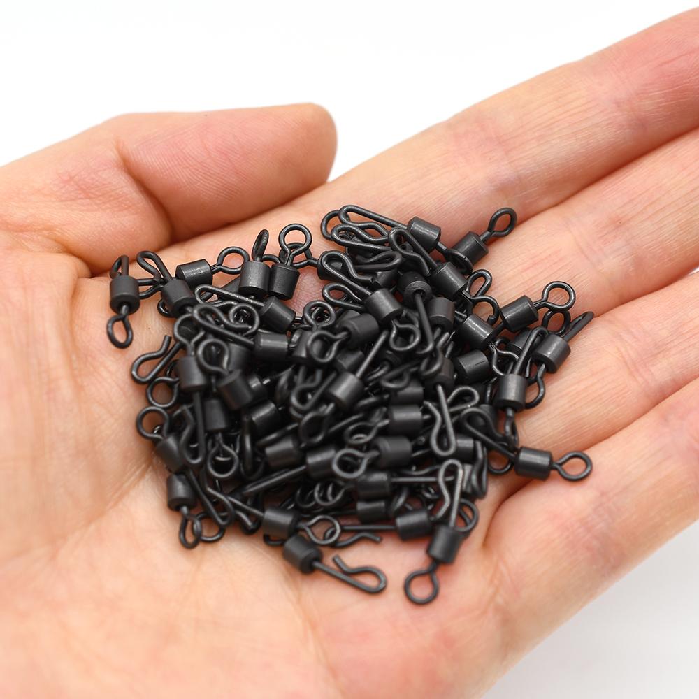 MNFT 25pcs Large long body Q-Shaped Black Color Quick Change Swivels For Carp Fishing size 4# Fishing Terminal Tackle Accessory