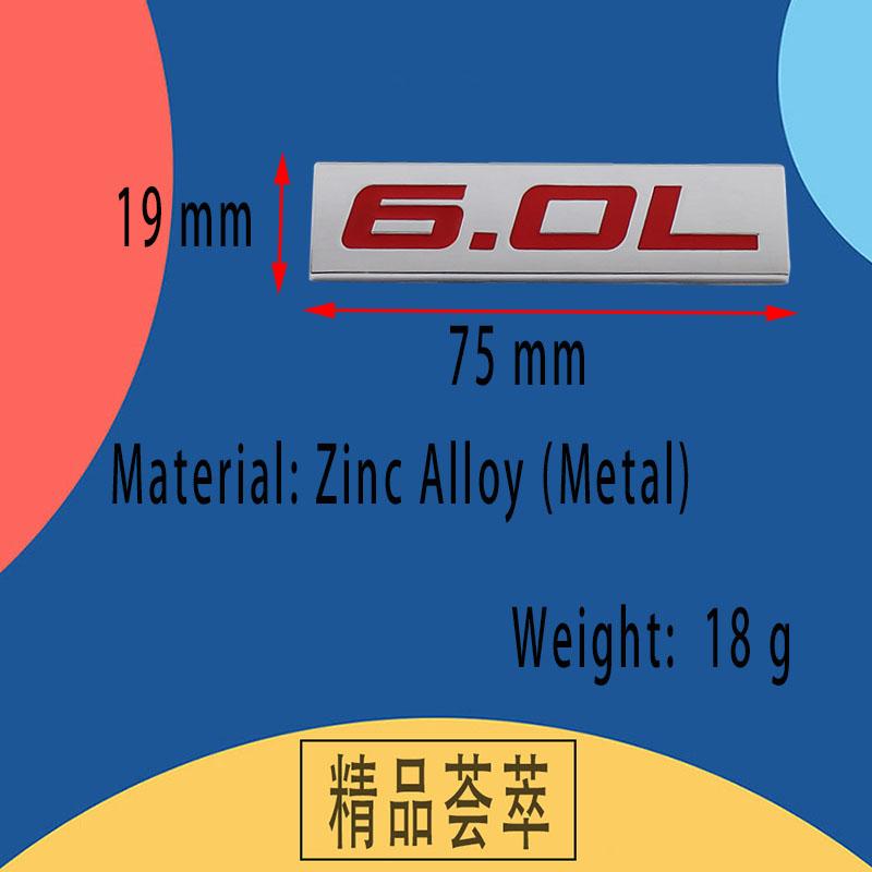 Premium 6.0L 6.0 L for Universal Car Engine Hood Fender Trunk Tail Rear Bonnet Nameplate Decal Emblem Badge Sticker