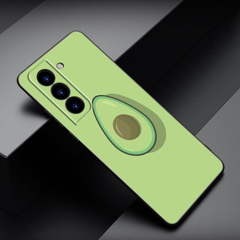 Husă de telefon drăguță din desene animate estetică avocado pentru Samsung Galaxy S22 Pro S21 S20 FE Ultra S10 Lite S10 S10E S9 S8 Plus husă neagră