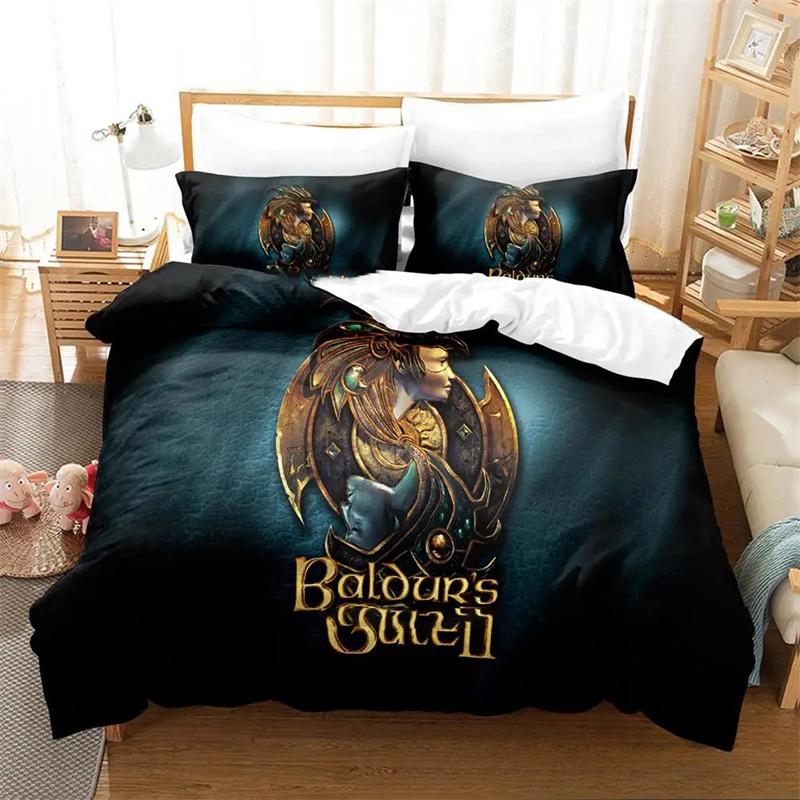Set da letto 3D Gioco Baldurs Gate 3, Copripiumino Piumino Set da letto Copripiumino Federa, Misura King Queen Singolo Ragazzi Ragazze Adulti