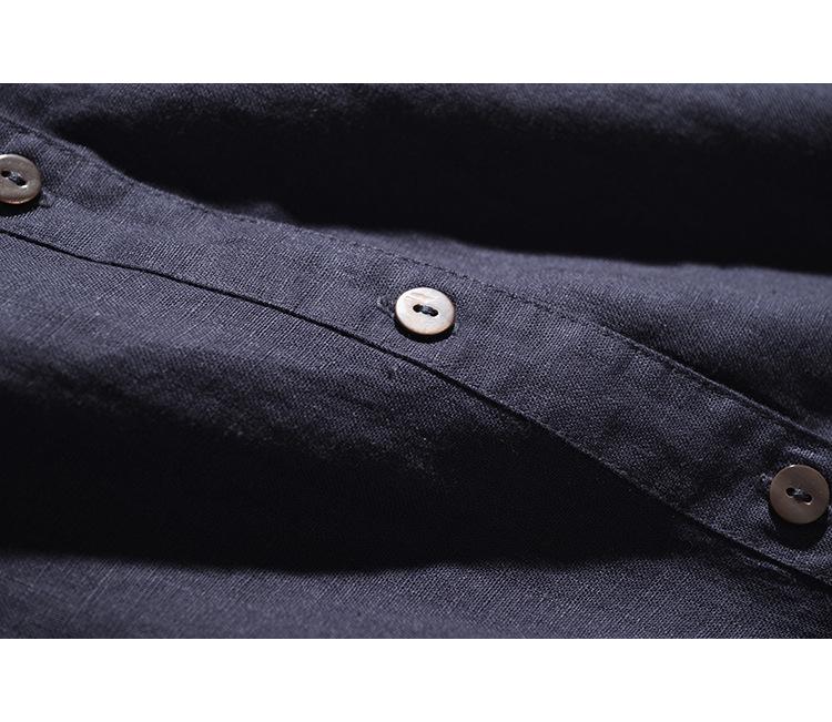 Japanese-Korean Linen Dress: Square Neck, Loose Fit, Shirt Collar, Spring/Summer Collection