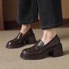 New Women's Gauntlet Sheepskin Loafers Rubber Platform Non-slip Large Size Women's Shoes Round Head Leather Four-season Single Shoes
