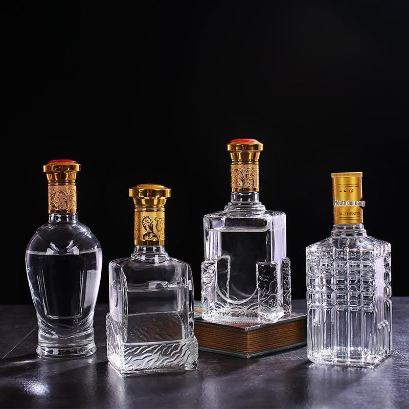 500ml Clear High-White Glass Wine Bottle, Decorative Empty Baijiu Bottle