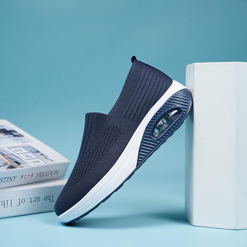 Foot Cover Lazy Thick-soled Heightening Air Cushion Sports Rocking Shoes New Fly-woven Mesh Breathable Casual Women's Shoes