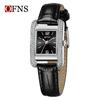 OFNS Elegant Women's Square Dial Watch: Simple Niche Bar Markers, Waterproof, Luxury Diamond Inlaid Quartz.
