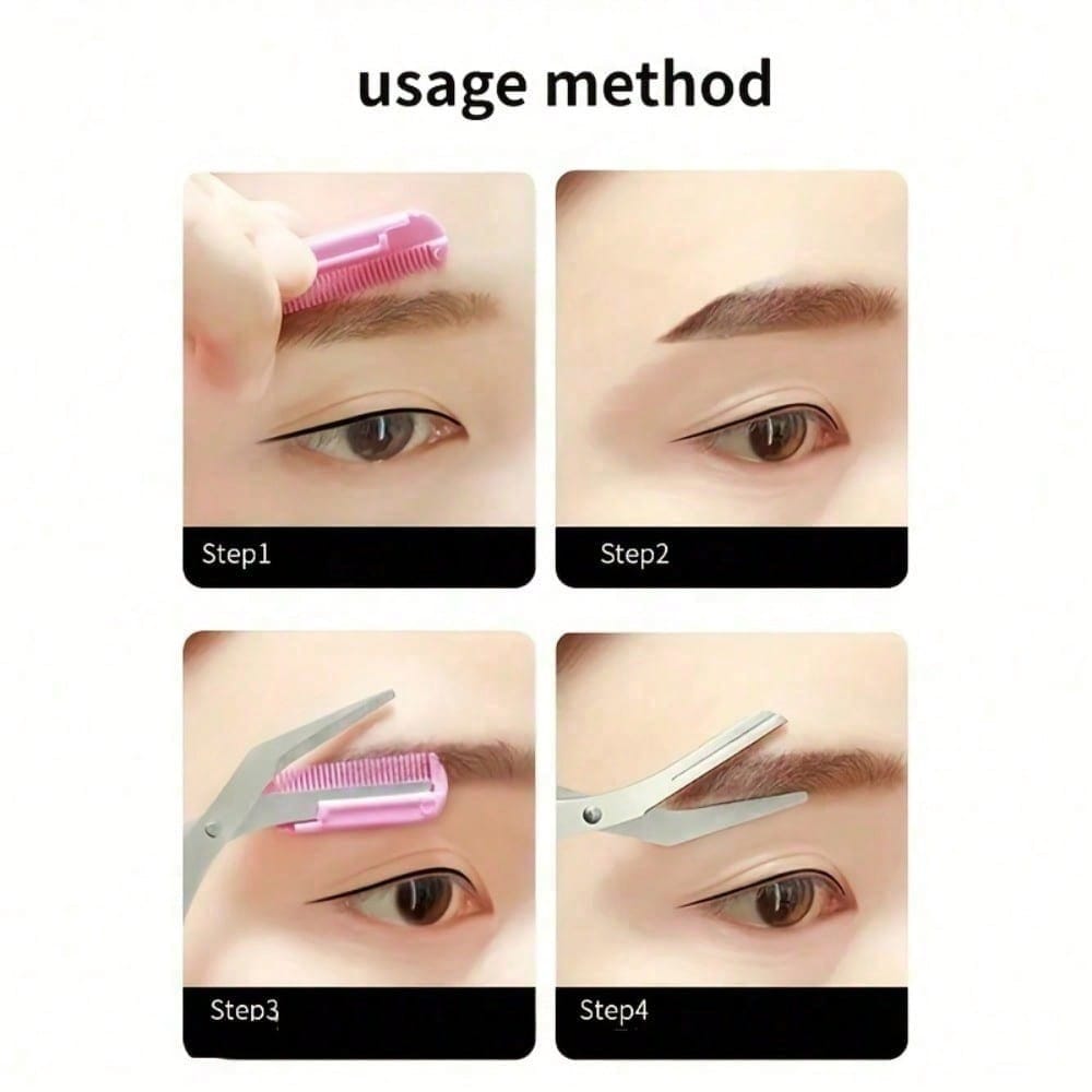 1pc Stainless Steel Eyebrow Trimming Scissors With Comb, Comb And Scissors Integrated, Precise Eyebrow Trimming Tool