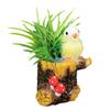 Miniatur-Feengarten-Zubehör Mini Harz Baumstumpf Figur mit Vogel Und Künstliche Pflanzen für DIY Moos-Terrarien Basteln Heimdekoration