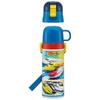 Skater Children's Stainless Steel Water Bottle, 2-Way Design, 470ml (Direct Drinking) or 430ml (Cup Drinking), Plarail Design, Kid-Friendly and Lightw