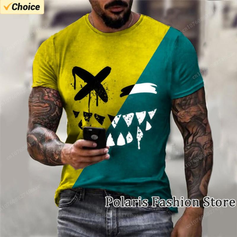 

Летняя мужская футболка с 3D-принтом и улыбающимся лицом, забавная повседневная рубашка с коротким рукавом, одежда большого размера, ретро-топ, различные хип-хоп-стили L