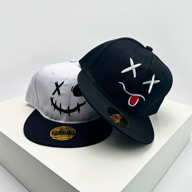 Baseball Stitching Embroidered Expression Face Smiling Women  Men For Neutral Gender Fresh Caps Peaked Hats Breathable Hip Hop Urban Street Style