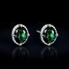 Trendy Green Crystal Oval Stone Small Stud Earrings For Women Vintage Silver Color Wedding Earring Birthstone Jewelry Girls Gift