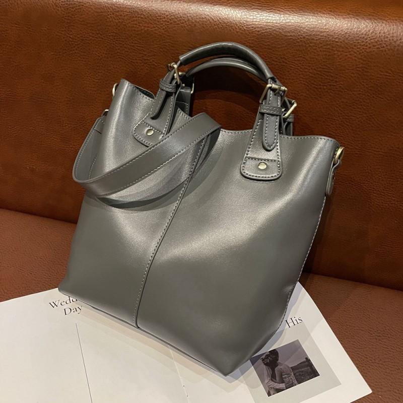 Factory Top Layer Cowhide Large Capacity Tote Bag Genuine Leather Women's Versatile Vegetable Tanned Handbag Crossbody